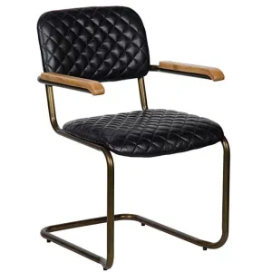 0045 Dining Arm Chair, Vintage Black Leather