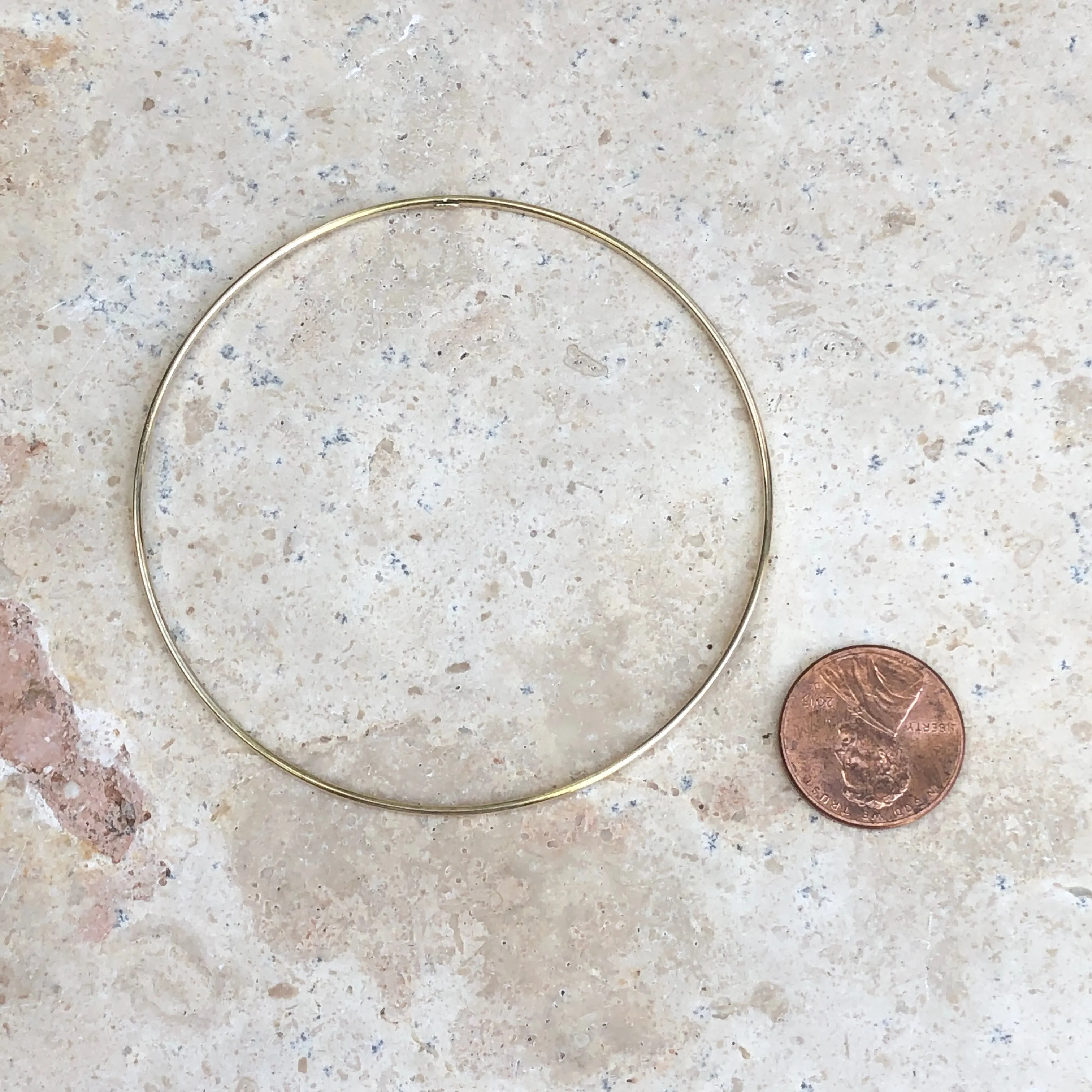 14KT Yellow Gold Thin Bangle Slip-On Bracelet 1.5mm