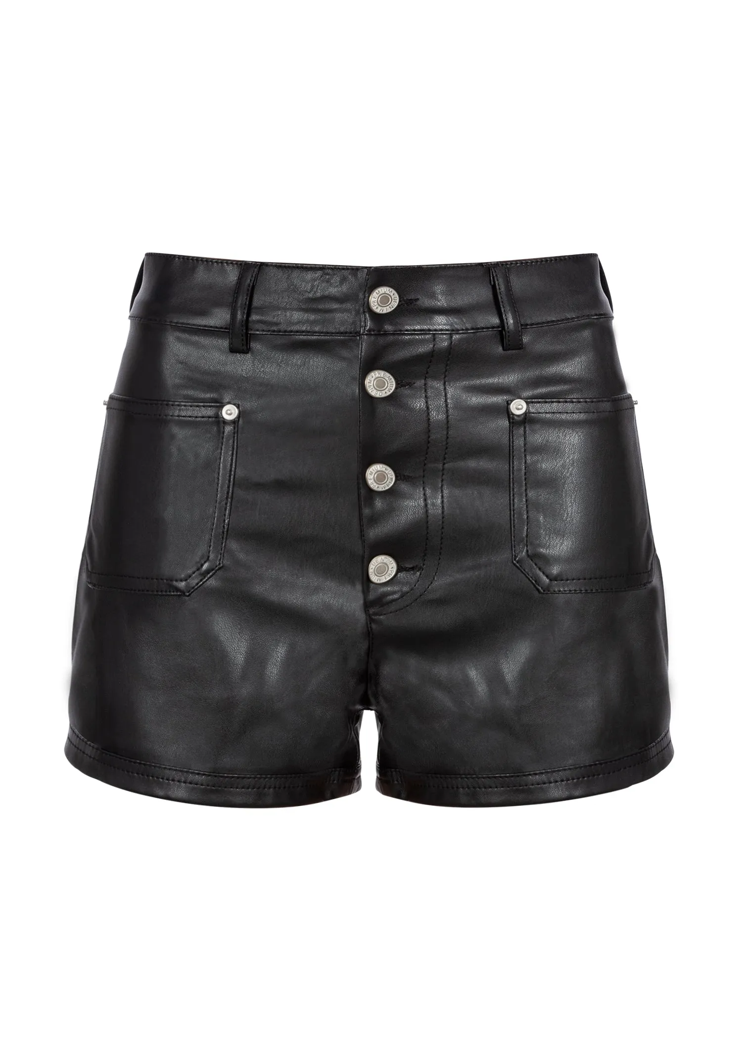 Black Faux Leather High Waist Short