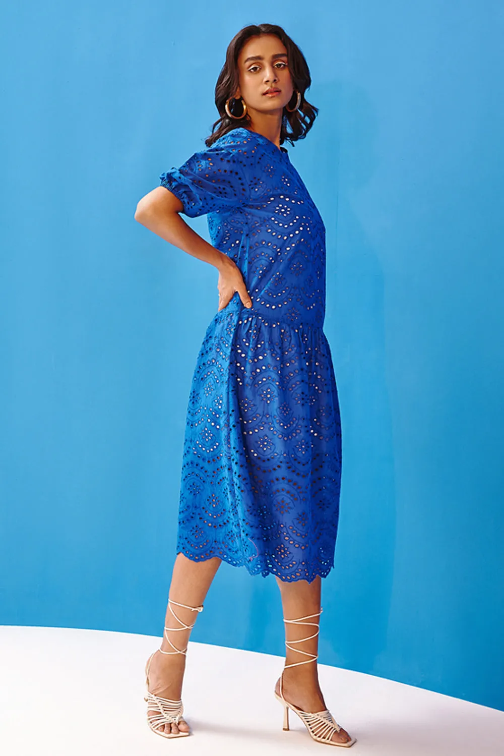 Imperial Blue Eyelet Dress