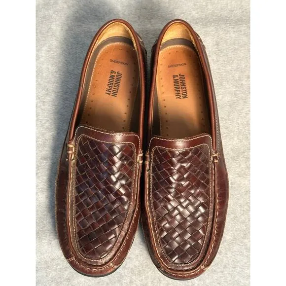 Johnston &amp; Murphy Fowler Woven Venetian Men's Sz 10.5 Slip-On Loafer Moccasin