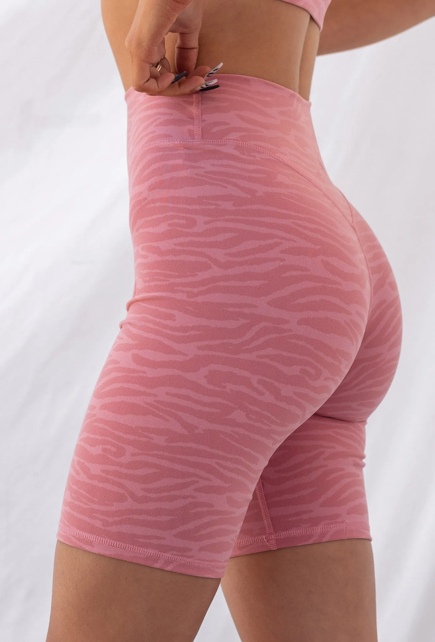 Mid Length Bike Short - Pink Zebra