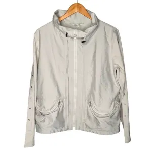 NWT! Redwood Court Double Knit Silver Gray Linen Poly Shark Skin Jacket. Size L