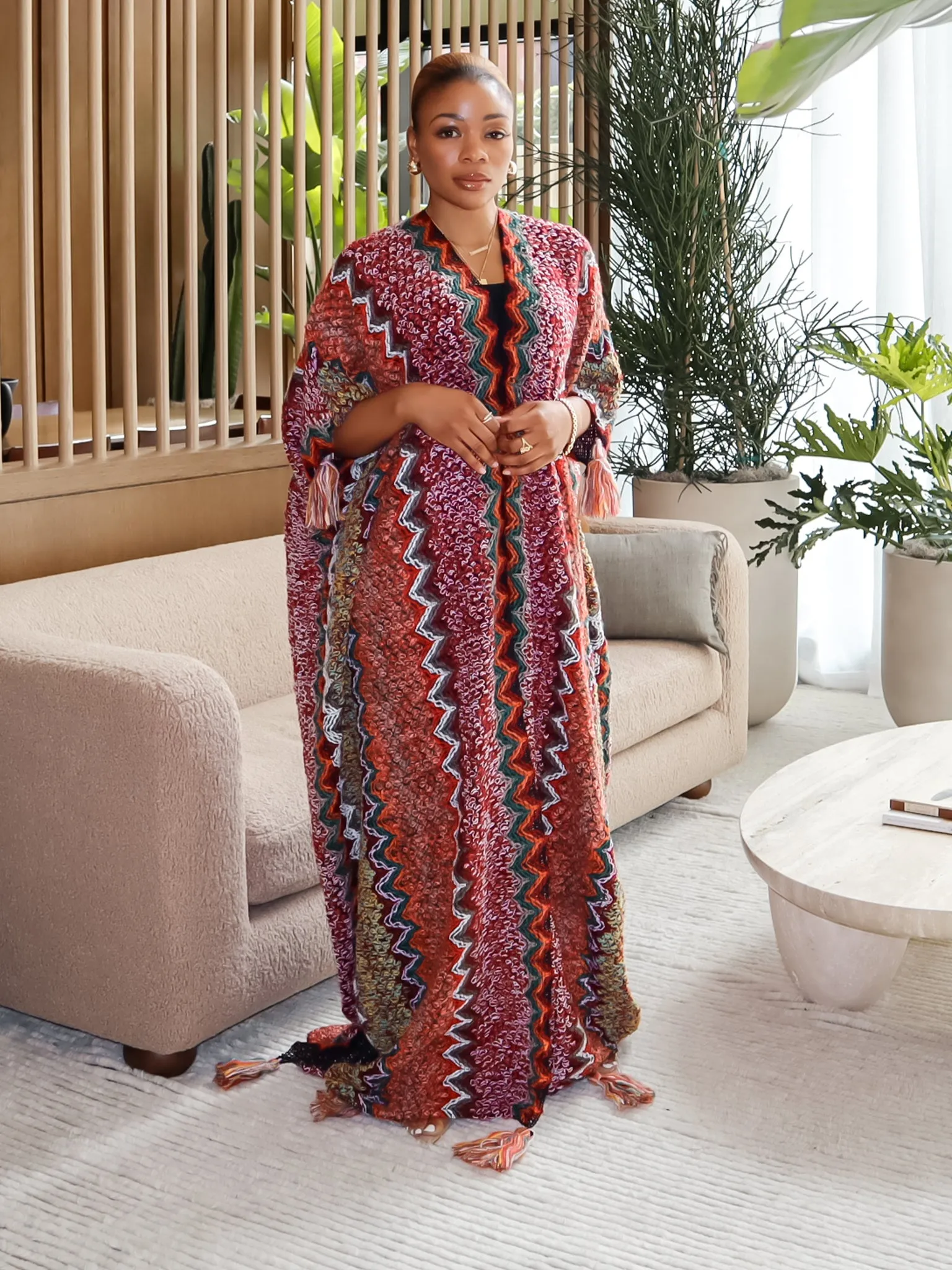 Portia Knitted Robe (Burgundy)