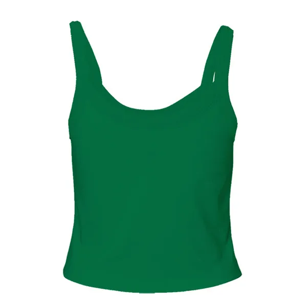 Rib Tank with Spaghetti Straps and Lace Trim