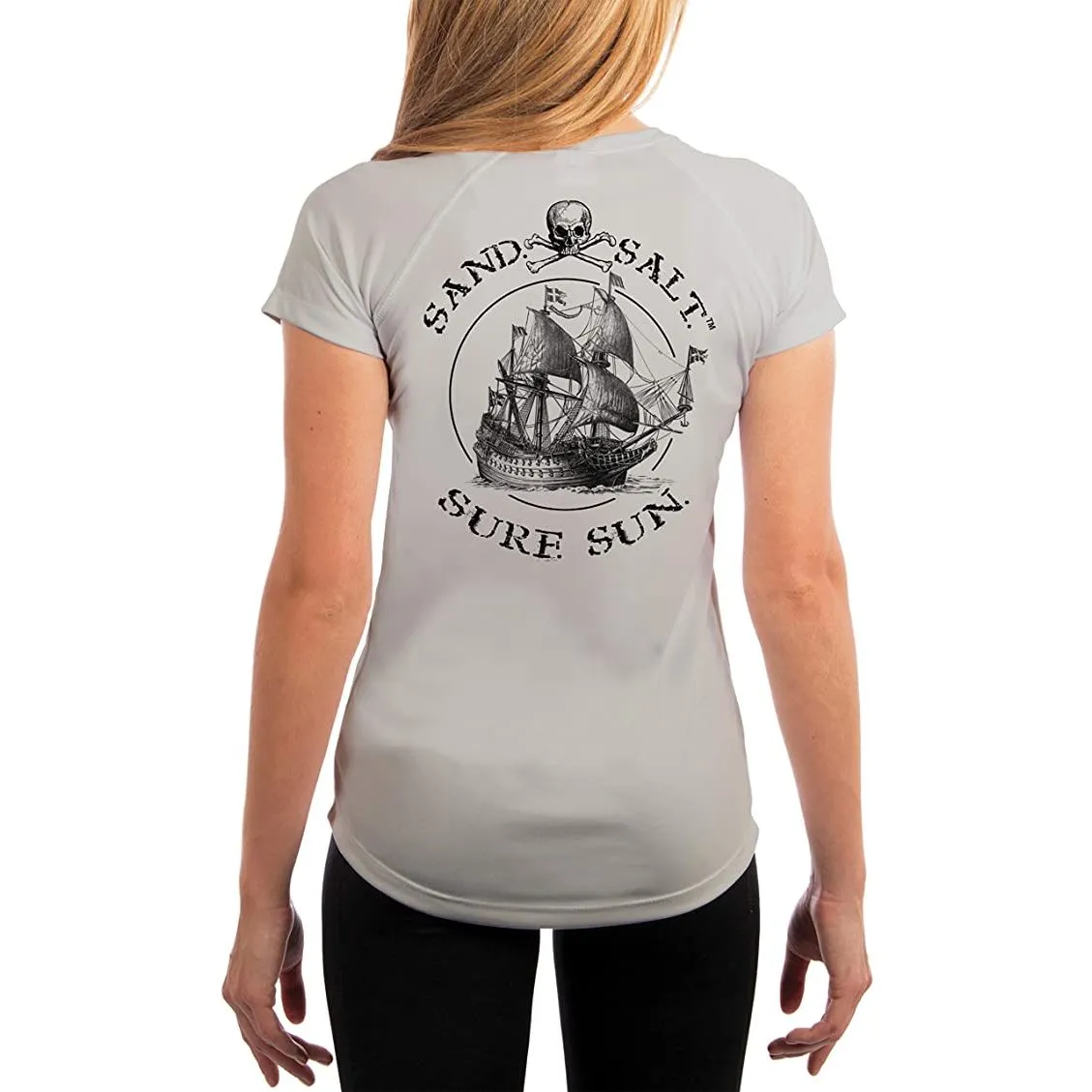 SAND.SALT.SURF.SUN. Vintage Ship Women's UPF 50  UV Sun Protection Performance Short Sleeve T-Shirt